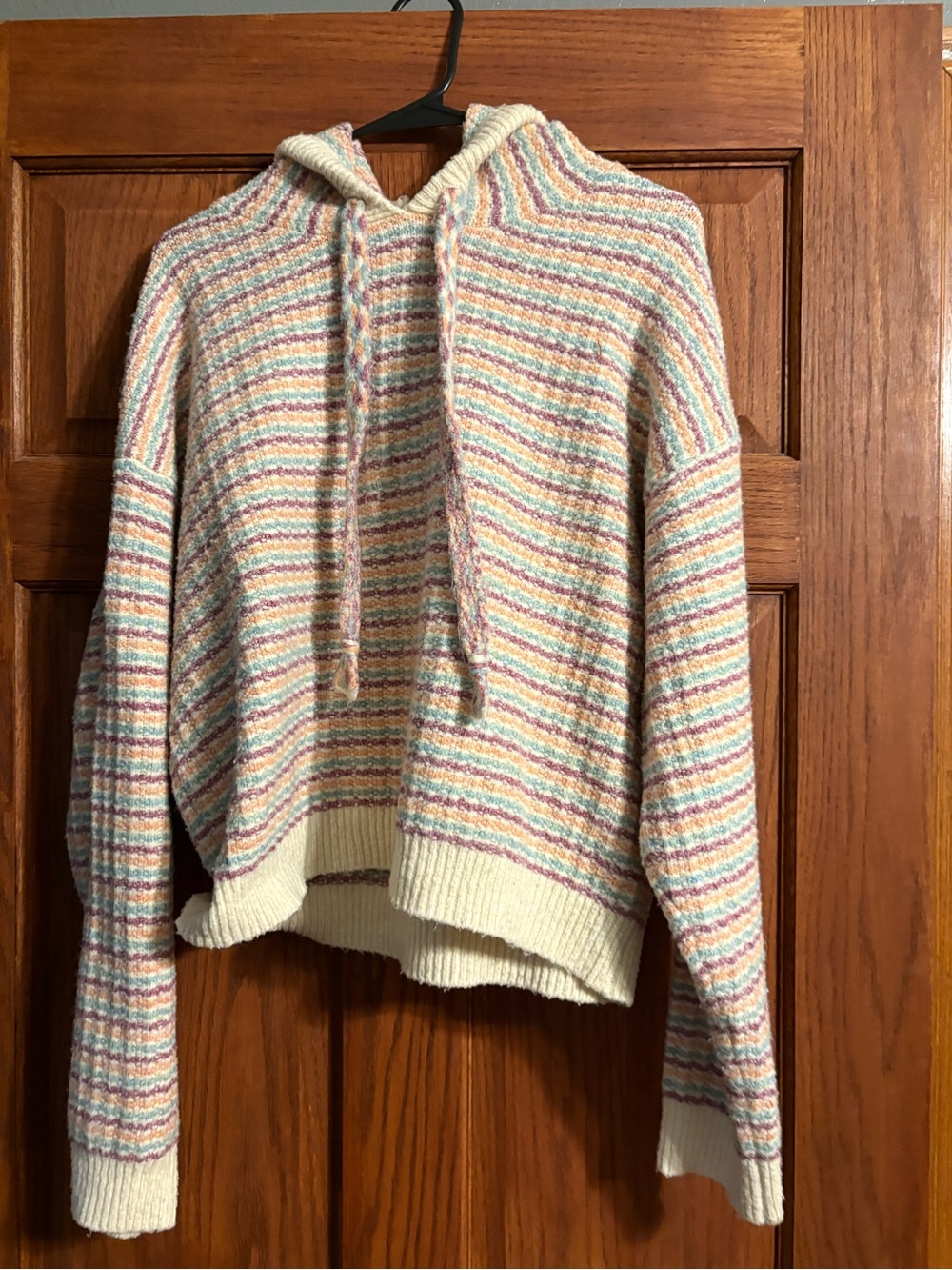 Dreamers Striped Hoodie in Cream with Pastel Accents